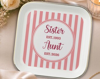 Promoted To Aunt Jewelry Tray Personalized Aunt Est Ring Dish, Custom New Aunt Ceramic Trinket Dish Ring Sister Pregnancy Announcement Gift
