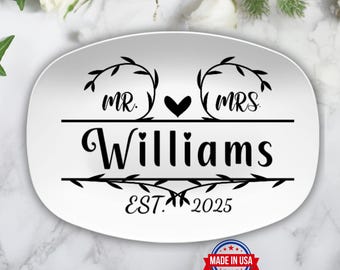 Personalized Wedding Platter Custom Last Name Keepsake Anniversary Gift Mr Mrs Gifts Couple Personalized Plate Serving Tray Newlywed