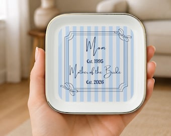Mother of the Bride Gift Jewelry Dish Custom Established Date Mom Personalized Ceramic Mom Keepsake Trinket Holder Ring Tray Wedding Gift