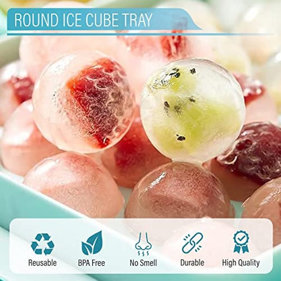 Round Ice Cube Tray With Scoop and Bucket for Freezer, Mini Ice Maker Cube Storage  Bin for Freezer With Lid, Non-bpa Hard Plastic Molds 