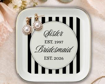 Bridesmaid Ring Dish Jewelry Holder Trinket Tray Sister Gift Bridal Party Keepsake Personalized Wedding Proposal Maid Honor Ceramic