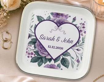 Wedding Ring Dish Personalized Jewelry Holder Bride Gift Tray Custom Trinket Dish Wedding Keepsake Ring Holder Square Catchall Gift