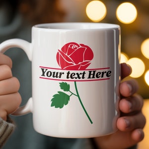 Personalized Rose Floral Coffee Cup, Gift for Her, Unique Birthday Present Idea, Giftful Mugs, personalized mug, Customizable with Text Mug