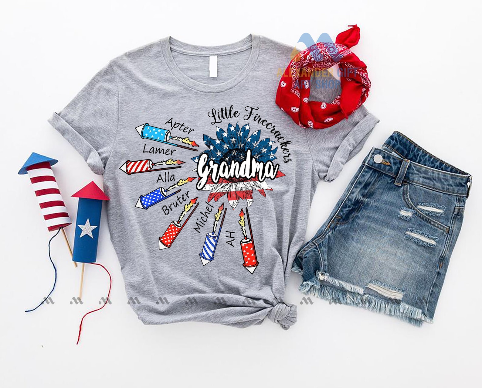 4th of july shirt Personalized shirt Grandma with Kids  Etsy