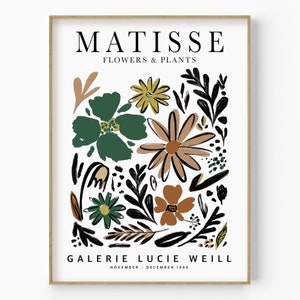 Henri Matisse Blumenmarkt-Kunst, Pflanzen-Wandkunstdruck, Matisse abstrakte Blattmalerei, Tuschezeichnung, moderne Blumenmalerei, Tuscheblattkunst