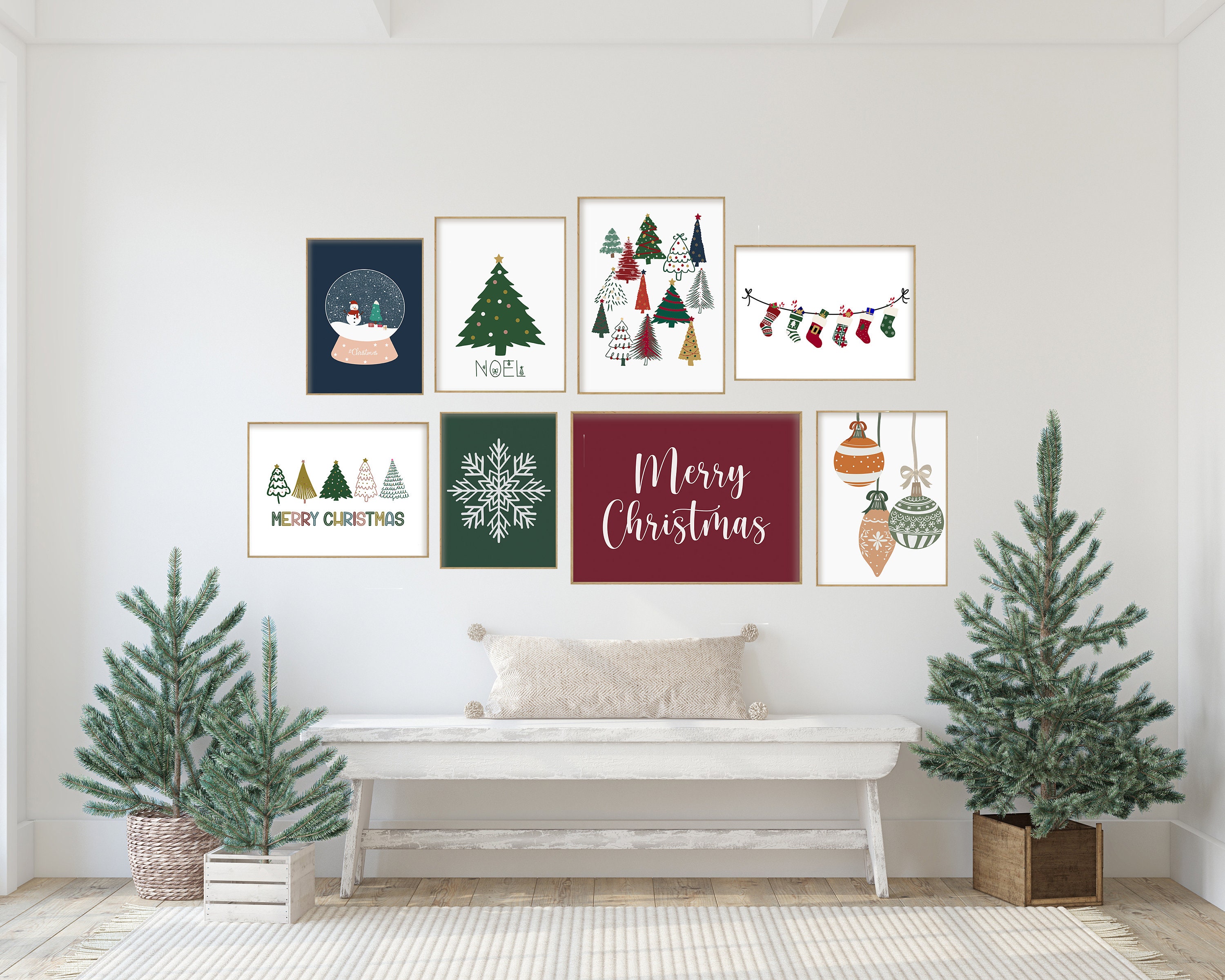 Christmas Tree Art Print Christmas Wall Art Pastel Christmas | Etsy