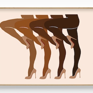 Beautiful Legs Art, Sexy Leg Wearing Heels, Earth Tone Woman Poster, Dancer Woman Legs Art, Sexy Leg Wall Decor, Black Woman Legs, Boho Art