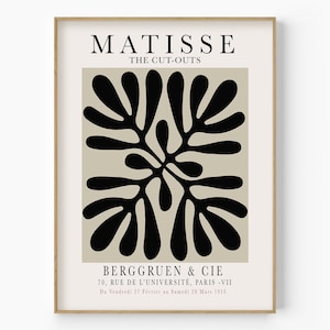 Henri Matisse Neutral Floral Minimalist Print, Matisse La Gerbe Art, Botanical Decor, Matisse Nordic Poster, Boho Art, Leaf Cutouts Print