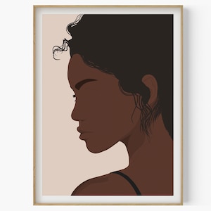 Woman Face Portrait Drawing, African Woman Print, Boho Woman Poster, African American Art, Black Woman Art, Afro Woman Print, Boho Wall Art