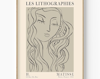 Henri Matisse - Impresión artística lineal de mujer, figura femenina (descarga digital)
