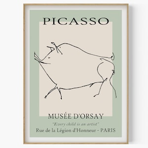 Picasso Pig Sketch, Picasso Line Art, Animal Poster, Exhibition Print, Picasso Wall Art, Modern Minimalist Art, Picasso Animals Sketch
