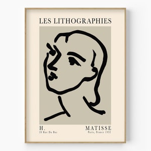Henri Matisse abstrakte Frau Linie Kunst, inspirierte Kunst, Ausstellungsplakat, Matisse Berggruen und Cie, Boho Frau Druck, Frau One Line Zeichnung