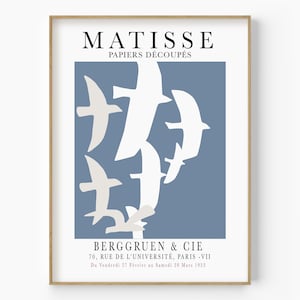 Matisse Birds Art Print, Cartel de la exposición Matisse, Arte minimalista de la pared, Henri Matisse Bird Wall Art, Matisse Cut Outs Print, Decoración Boho