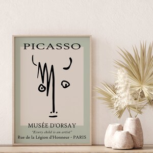Picasso Bull Face Sketch, Picasso Line Art, Animal Poster, Exhibition Print, Picasso Wall Art, Modern Minimalist Art, Picasso Sketch Animals image 2