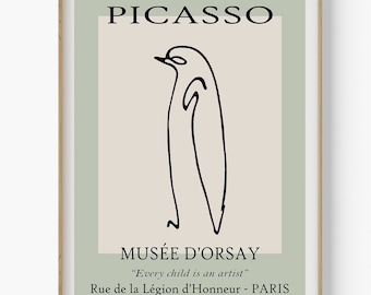 パブロ・ピカソ ペンギン スケッチ 線画アート プリント | Esquisse Le