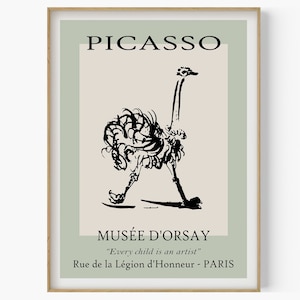 Picasso Ostrich Sketch, Picasso Line Art, Animal Poster, Exhibition Print, Picasso Wall Art, Modern Minimalist Art, Picasso Sketch Animals
