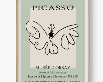 Picasso Butterfly Line Art Print, Minimalist Animal Sketch (Digital Download)