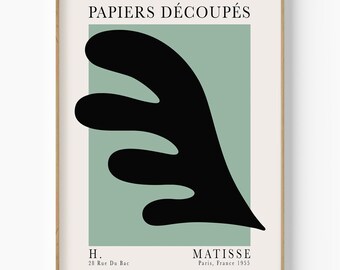 Matisse Papiers Decoupes Art Print, Henri Matisse Leaves, Minimalist Modern Art, Matisse Fauvism Cut Outs Wall Decal, Matisse Abstract Shape