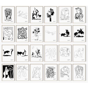 All Picasso Sketches in One Pack, 24 Picasso Drawing Download, Picasso Bundle Set of 24, Picasso Sketch Wall Art Print, Exhibition Poster