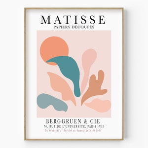 Henri Matisse Broadleaf Art Print, Botanical Decor, Matisse Exhibition Poster, Nordic Posters, Boho Pastel Colored Wall Art, Leaf Cutouts