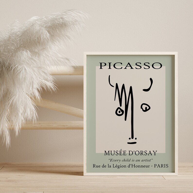 Picasso Bull Face Sketch, Picasso Line Art, Animal Poster, Exhibition Print, Picasso Wall Art, Modern Minimalist Art, Picasso Sketch Animals image 8