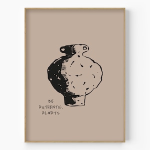 Jarrón de ilustración boho minimalista, cartel boho de tinta moderna de mediados de siglo, decoración boho moderna estética, arte de pared de jarrón de dibujo a mano
