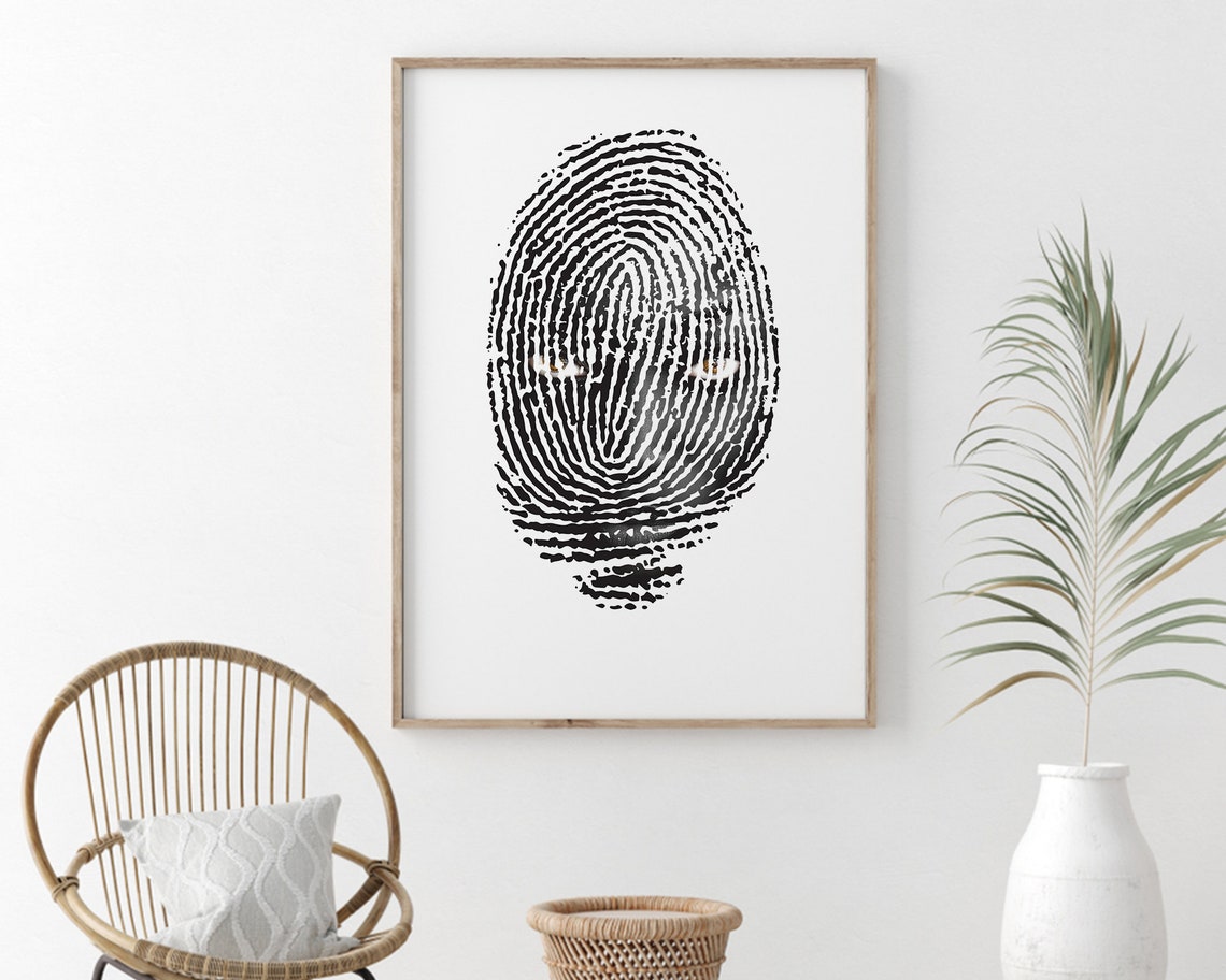 Fingerprint Wall Art Fingerprint With Black Woman Eyes Art Etsy