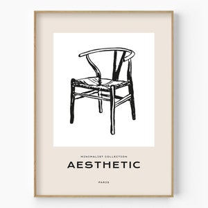 Aesthetic Chair Wall Art, Classic Wishbone Poster, Scandinavian Design Poster, Wegner Chair, Mid Century Modern Art, Wishbone Chair Danish