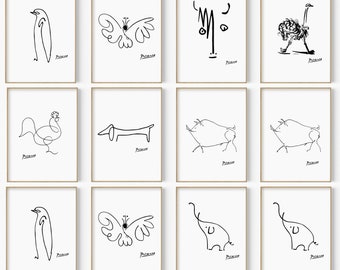 IKEA ピカソ動物の線画5枚セット IKEA ピカソ動物の線画5枚セット IKEA ピカソ動物の線画5枚セット -