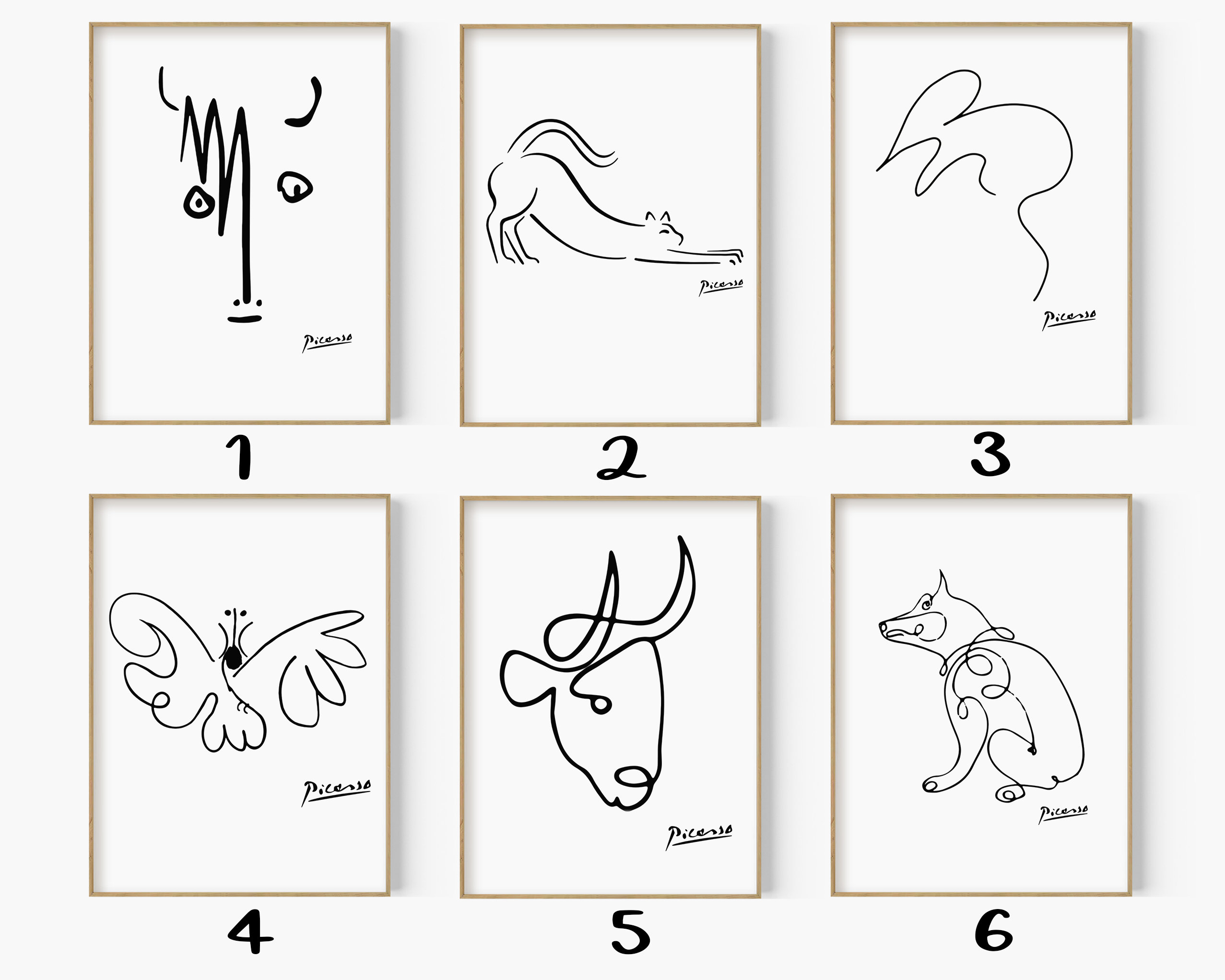 Choose Any 24 Picasso Animals Drawing, Picasso Animal Line