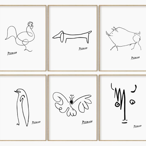 Choose 6 Out of 24 Animals Drawing Picasso Animal Sketch - Etsy Choose 6 Out of 24 Animals Drawing Picasso Animal Sketch - Etsy