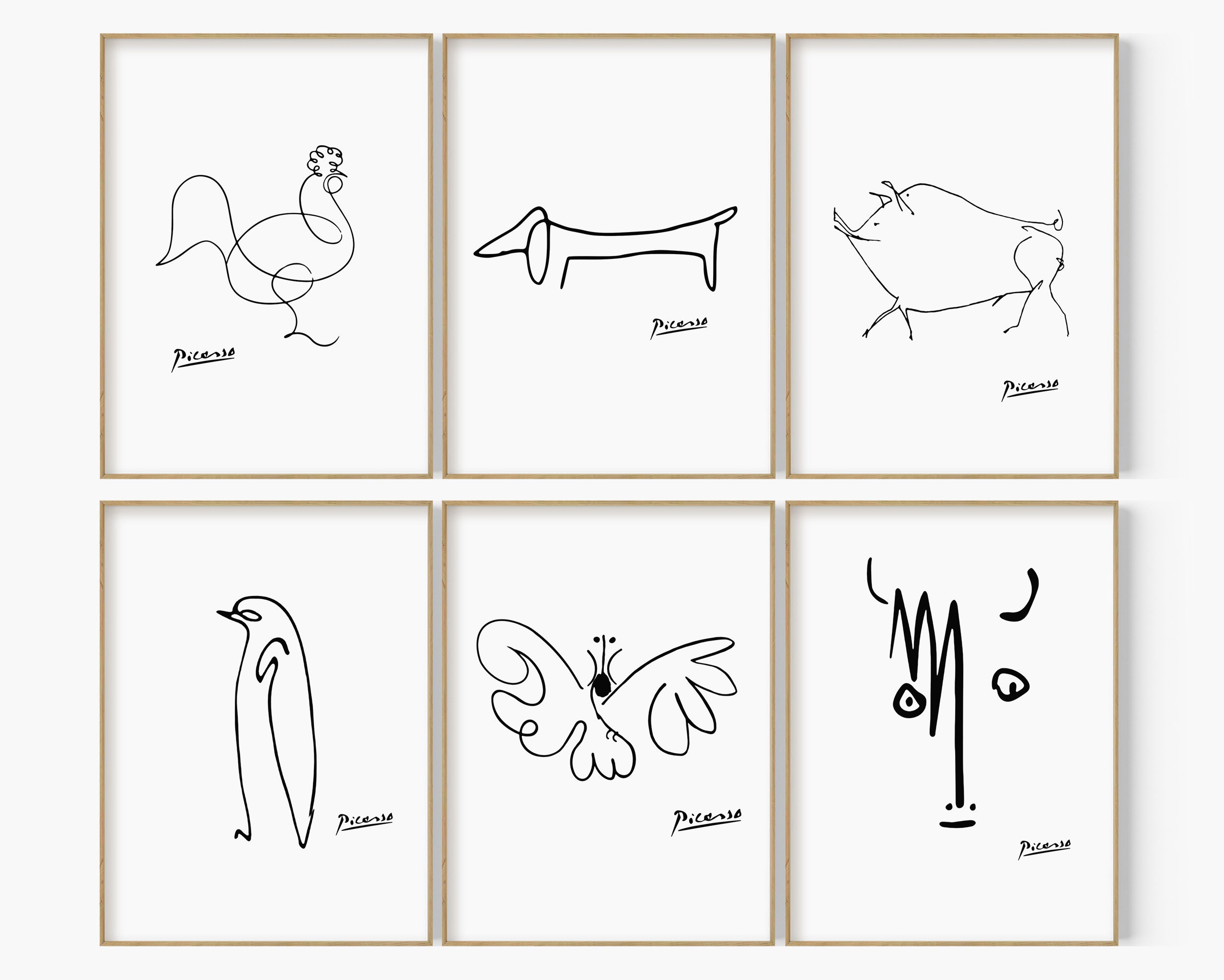 Set of 6 Picasso Line Drawings