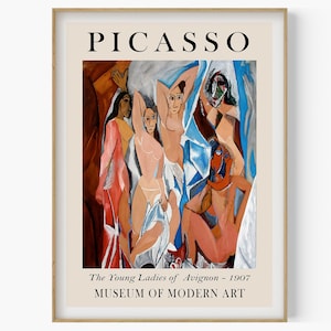 The Young Ladies Of Avignon By Pablo Picasso Art, Les Demoiselles d&#39;Avignon Oil Paint, Cubism Art Print, Picasso Drawing, Modern Wall Art