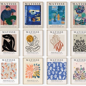 Elija 12 de 72 obras de arte de Henri Matisse, conjunto de arte de Matisse de 12, cartel de exposición de Matisse, impresiones de arte moderno, conjunto de pared de galería minimalista