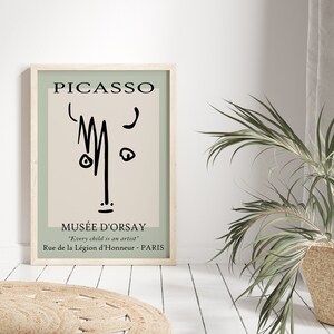 Picasso Bull Face Sketch, Picasso Line Art, Animal Poster, Exhibition Print, Picasso Wall Art, Modern Minimalist Art, Picasso Sketch Animals image 6