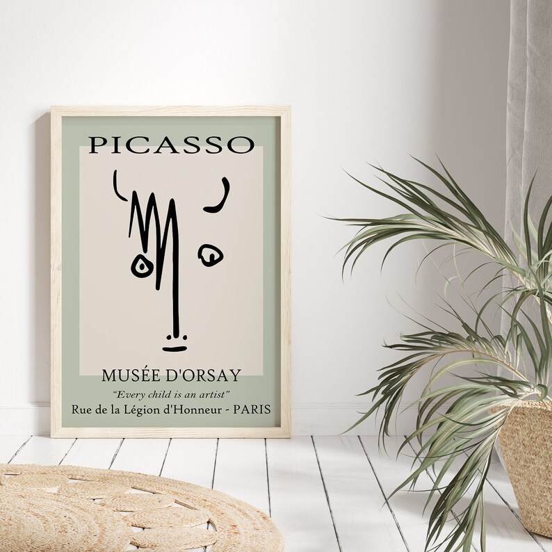 Picasso Bull Face Sketch, Picasso Line Art, Animal Poster, Exhibition Print, Picasso Wall Art, Modern Minimalist Art, Picasso Sketch Animals image 6