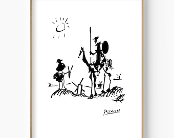 Picasso Don Quixote Print, Don Quixote Sketch Poster, Picasso Line Art, Wall Art Modern & Contemporary, Home Wall Decor Sketches, Home Decor