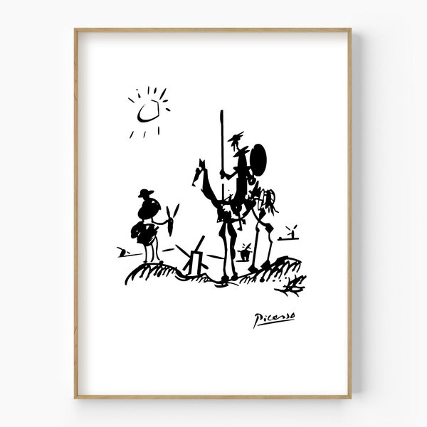 Picasso Don Quixote Print, Don Quixote Sketch Poster, Picasso Line Art, Wall Art Modern & Contemporary, Home Wall Decor Sketches, Home Decor