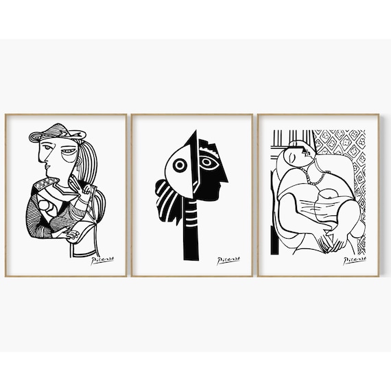 ピカソ　アートプリント ピカソのスケッチ24点から3点を選択、ピカソのアートプリント3点セット