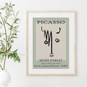Picasso Bull Face Sketch, Picasso Line Art, Animal Poster, Exhibition Print, Picasso Wall Art, Modern Minimalist Art, Picasso Sketch Animals image 3