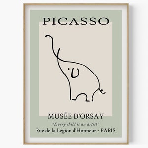 Picasso Baby Elephant Sketches, Picasso Line Art, Animal Poster, Exhibition Print, Picasso Wall Art, Minimalist Art, Picasso Animals Sketch
