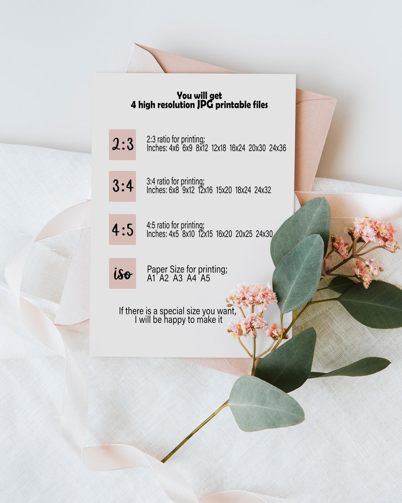 May include: A white card with black text listing different aspect ratios for printing images. The ratios are 2:3, 3:4, and 4:5. The card also lists the corresponding inch measurements for each ratio. The card also lists the standard paper sizes for printing: A1, A2, A3, A4, and A5.