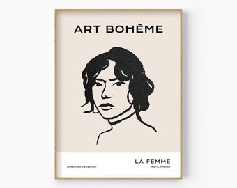 Impresión artística de mujer en blanco y negro, póster feminista (descarga digital)