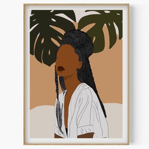 Afroamerikanische Kunst, schwarze Frau Kunst, Porträt afroamerikanische Frau, Afro schwarze Frau Kunst, schwarzes Mädchen Poster, schwarzes Mädchen Boho Frau Kunst