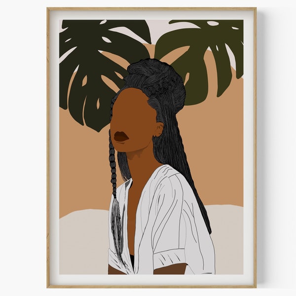 African American Art, Black Woman Art, Portrait African American Woman, Afro Black Woman Art, Black Girl Poster, Black Girl Boho Woman Art