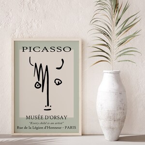 Picasso Bull Face Sketch, Picasso Line Art, Animal Poster, Exhibition Print, Picasso Wall Art, Modern Minimalist Art, Picasso Sketch Animals image 7