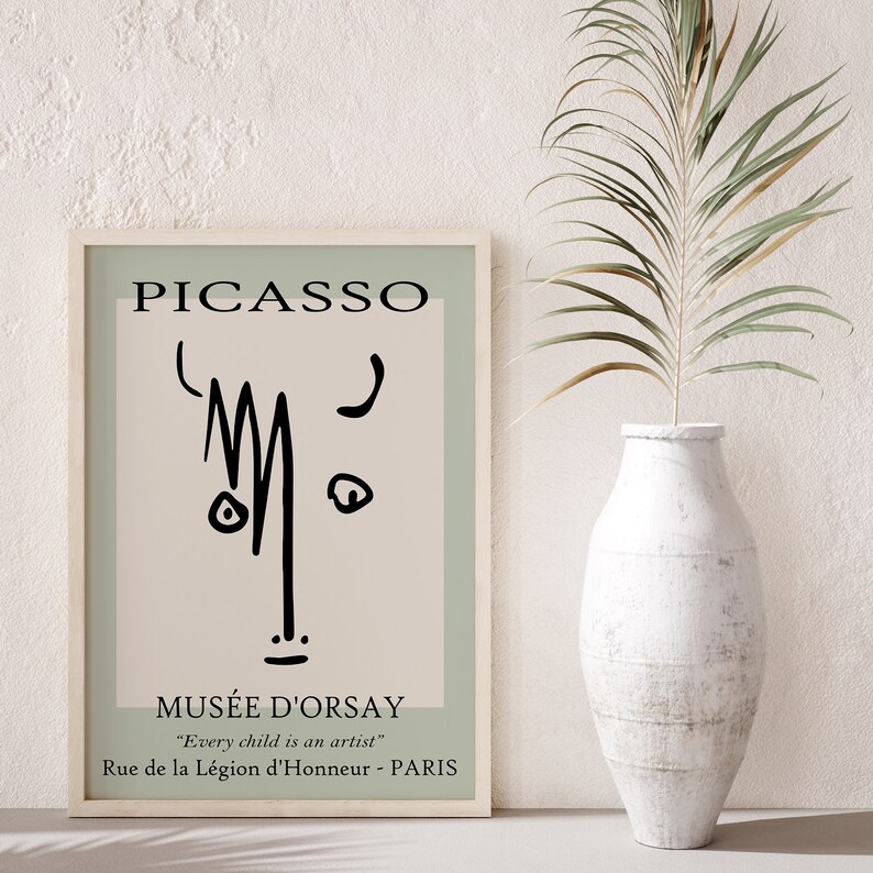 Picasso Bull Face Sketch, Picasso Line Art, Animal Poster, Exhibition Print, Picasso Wall Art, Modern Minimalist Art, Picasso Sketch Animals image 7
