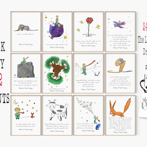 Wählen Sie 12 von 24 Aquarellgemälden „Der kleine Prinz“-Digitaldrucke, „Le Petit Prince“-Poster, Bestseller-Buch-Zitat-Kunst, Kinderzimmer-Dekoration