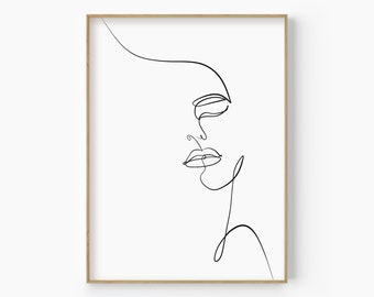 Woman Face Line Drawing, Feminine Woman Poster, Minimalist Art, Line Woman Art Print, Female One Line Art, Black and White Woman Face Poster