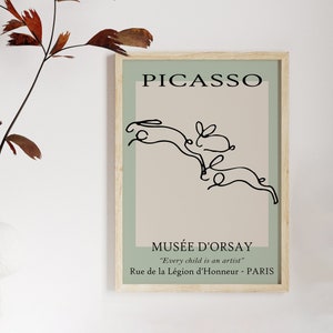 Picasso Rabbit Sketch, Picasso Line Art, Animal Poster, Exhibition ...
